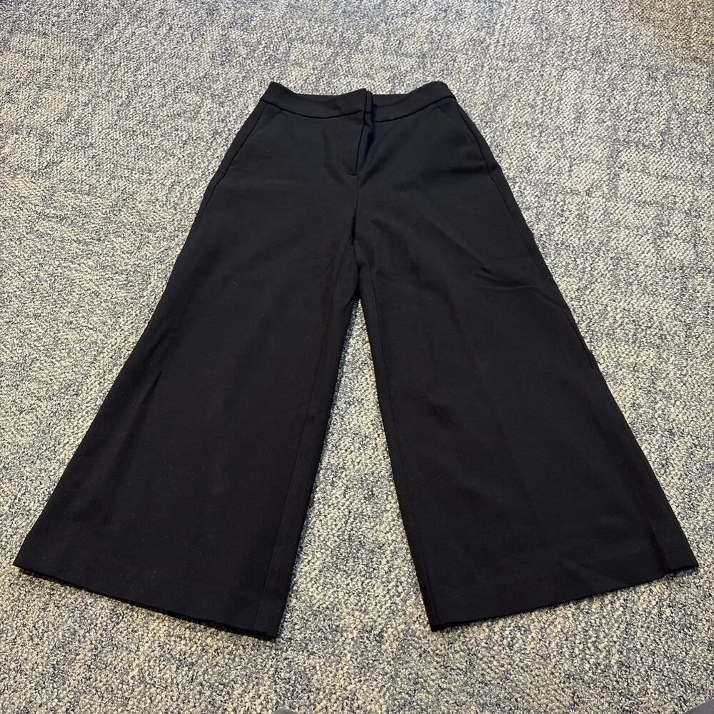 Boden Womens Hampshire Ponte Culottes Crop Pants Sz US 4R Uk 8R Wide Leg Black